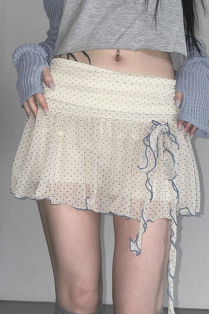 Retro Polka Dot Tie Mini Skirt