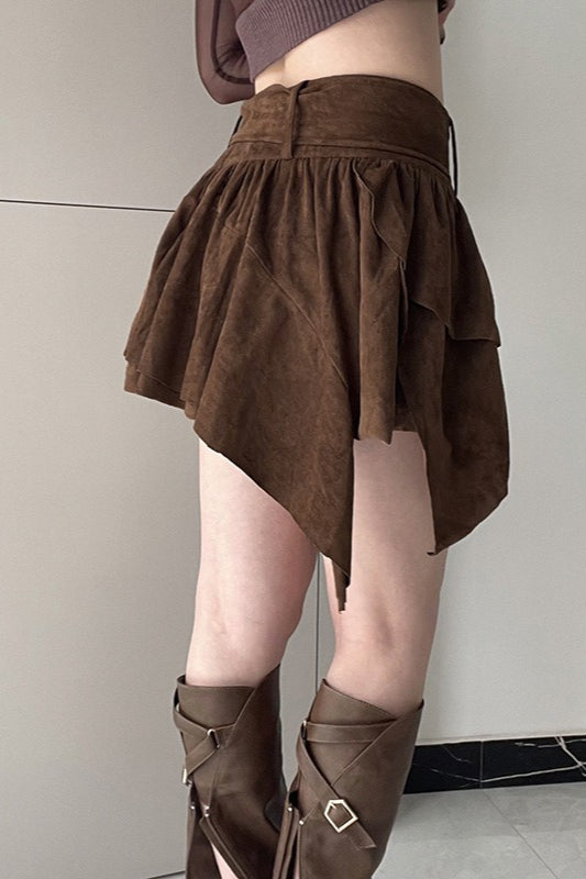 High Waist Layered Asymmetrical Skirt