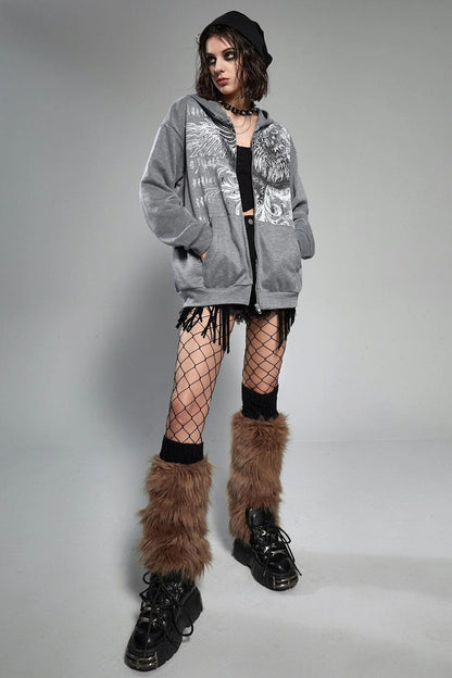 Oversized Eagle Print Hoodie