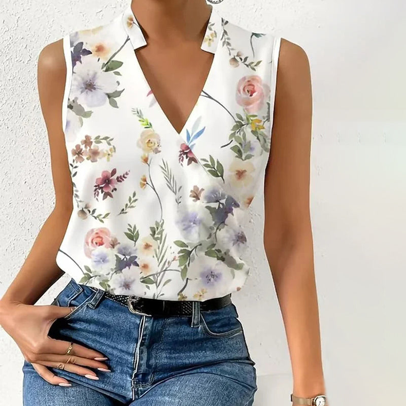 an Tank Elegant Flowered Top with Design