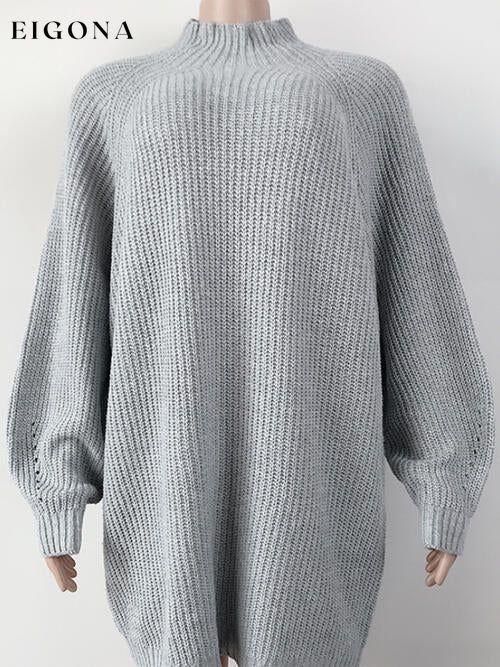 Cosybreezee - Turtleneck Long Sleeve Dropped Shoulder Sweater Dress