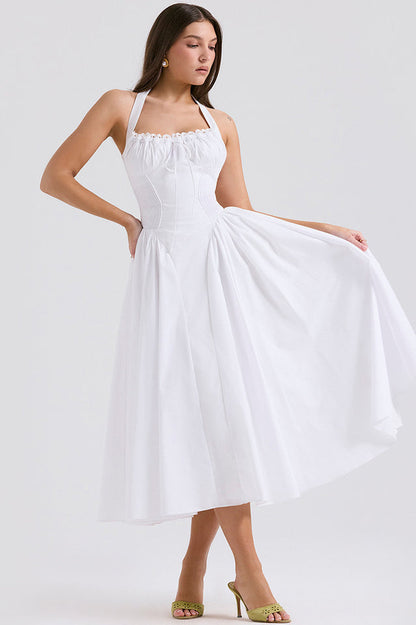 Adabella Cotton Stylish Halter Midi Sundress