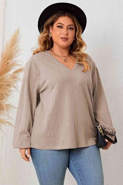 Long Blouse Size Lace for Plus V-Neck Arm Detail Women