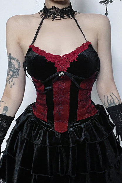 Contrast Halter Fitted Cami Corset
