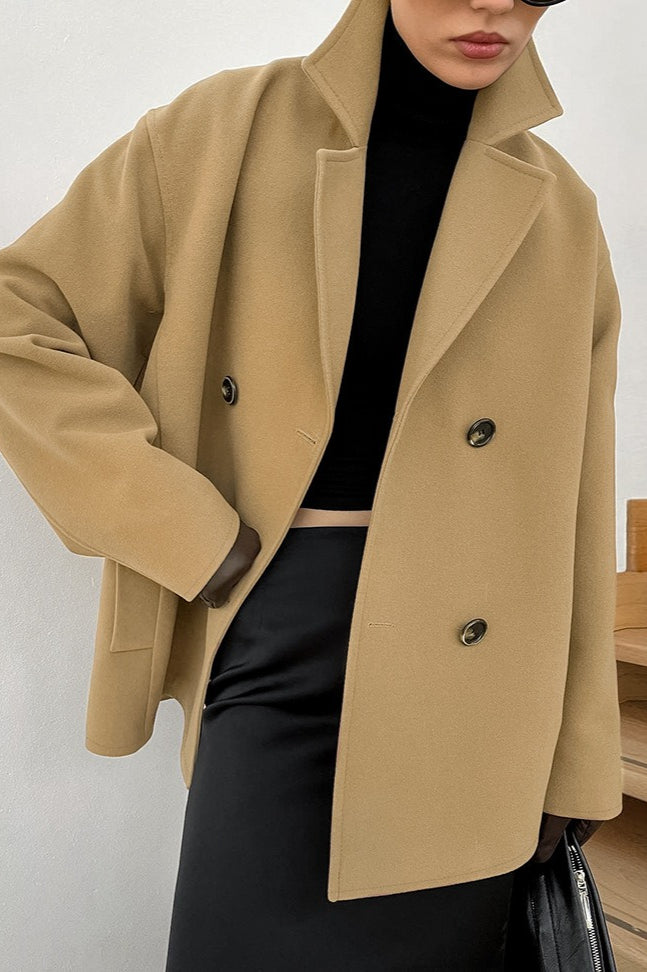 Thick Brown Double Breasted Wool Jacket