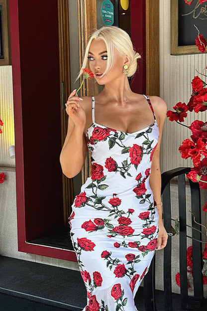 Square Neck Floral Cami Party Dress