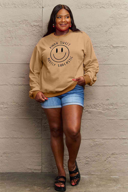 Size Full Face - Smiling Simply Graphic Sweatshirt Love