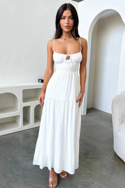 Backless Cami A-Line Dress with Waist Tie Party Dress