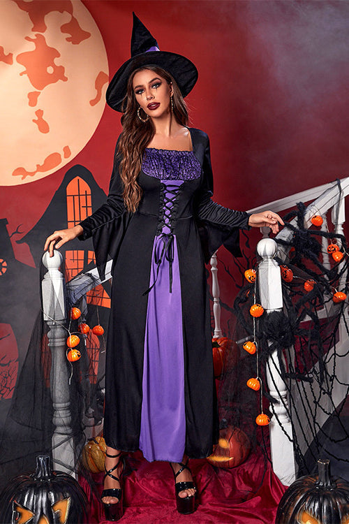 Halloween Purple Witch Cosplay Maxi Dress