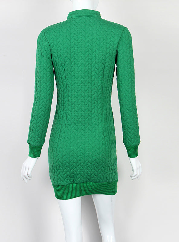 Sexy V Neck Zipper Bodycon Mini Dress - Warm Sweater Style