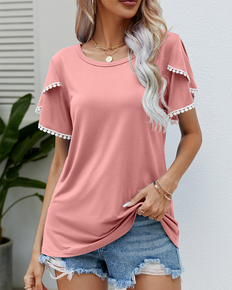 Arm Brief Neck Round T-shirt