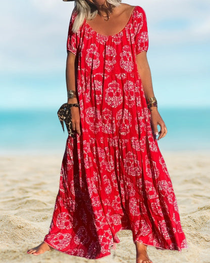 Skull Print Maxi Dress