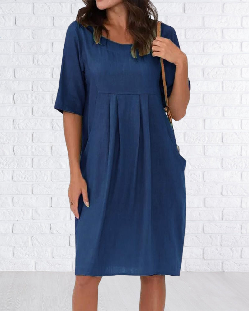 Solid Color Dress with Pockets