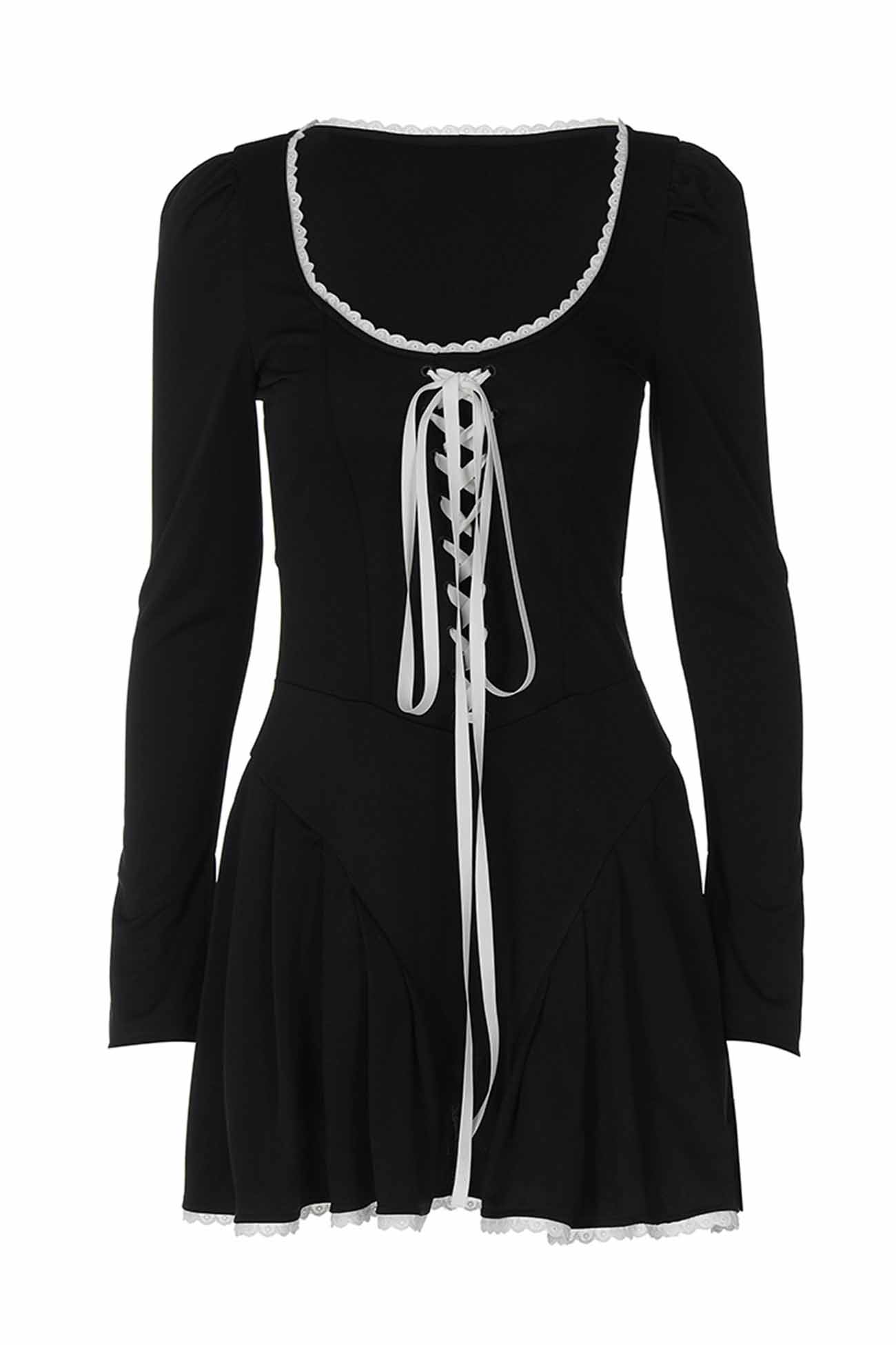 Rushed Lace Up Corset Mini Dress