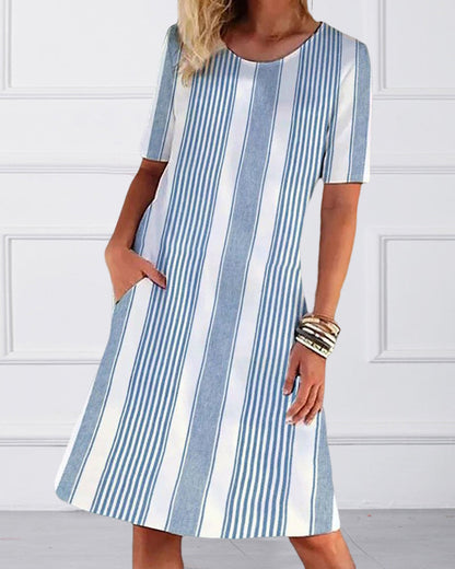 Round Neck Striped Dress