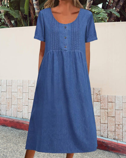 Short Sleeve Denim Dress