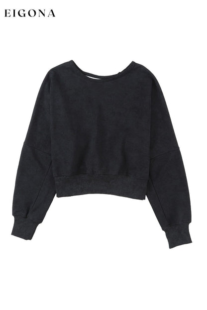 Cosybreezee - Black Acid Wash V-shape Open Back Sweatshirt