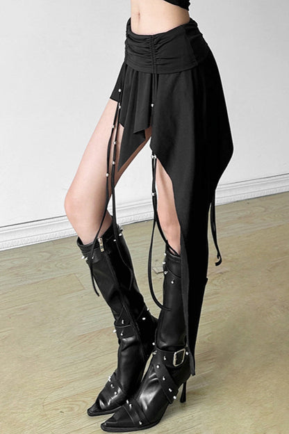 Dark Style Irregular Hem Mini Skirt