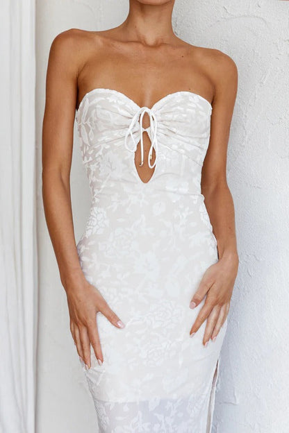 Sexy Lace Backless Strapless Midi Dress