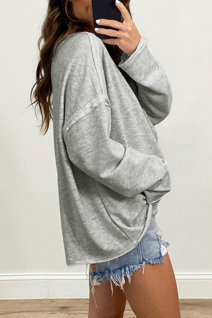 with - Arm Oversized Top Pockets Drop Gray