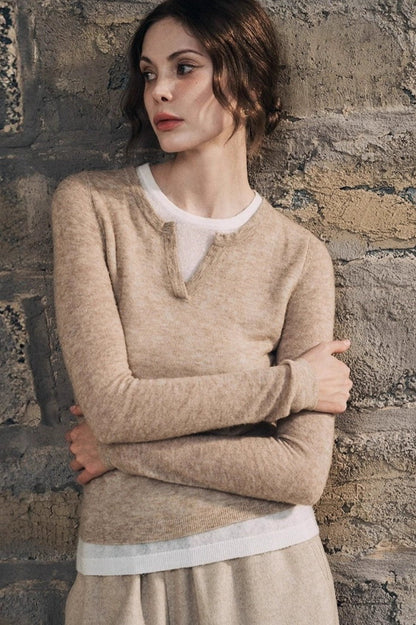 Wool Blend Layered Look Blouse