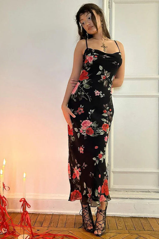 Vintage Floral Bodycon Party Dress