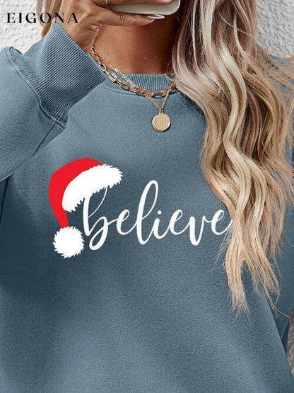 Cosybreezee - BELIEVE Graphic Long Sleeve Holiday Christmas Sweatshirt