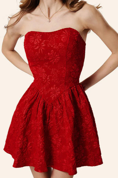 Sexy Off-Shoulder Cinched Waist Floral Puff  Party Dress