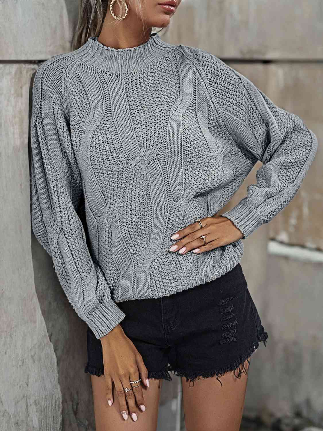 Neck Mock Ribbed Sweater