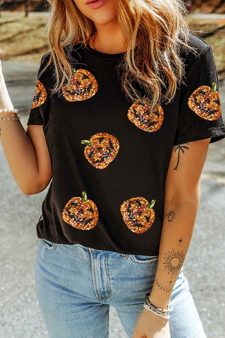 Sequin Patchwork Casual T-Shirt