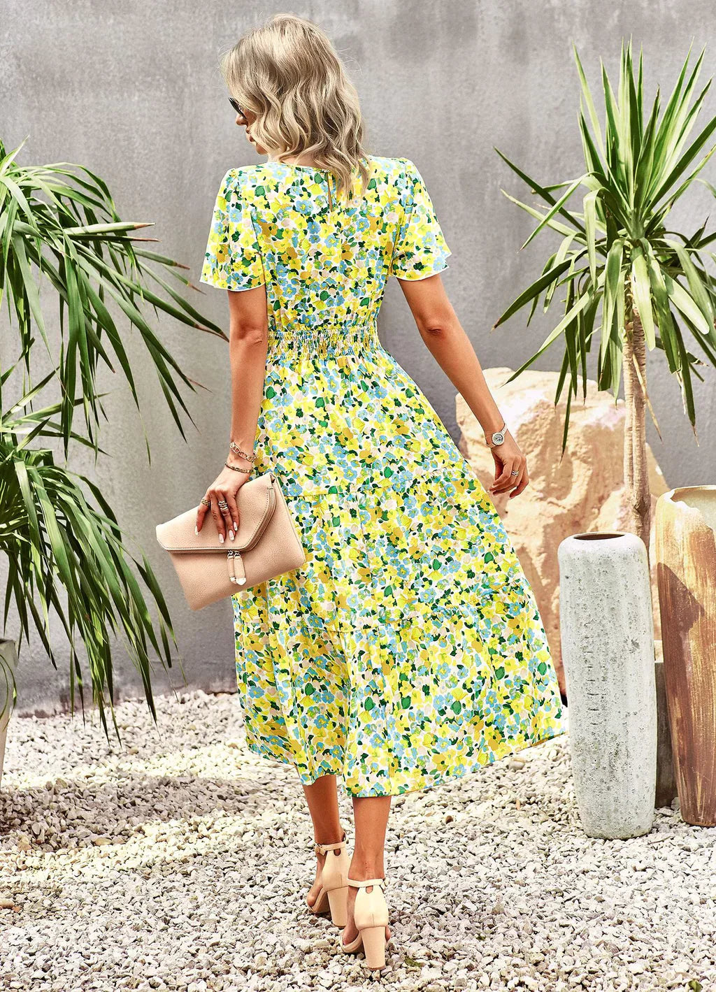 Summer Printed Short-Sleeve Dress