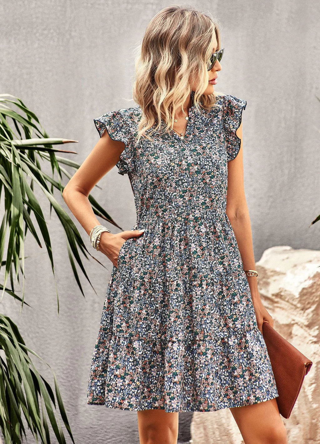 WOMEN HOLIDAY PRINT DRESS