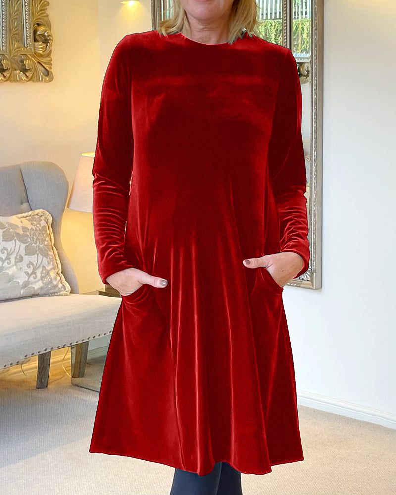 Velvet Round Neck Dress