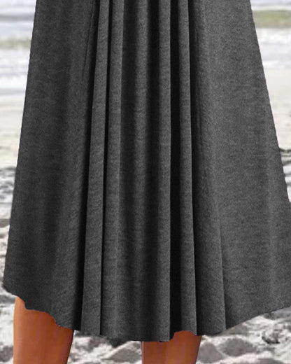 Round neck dress with half sleeves