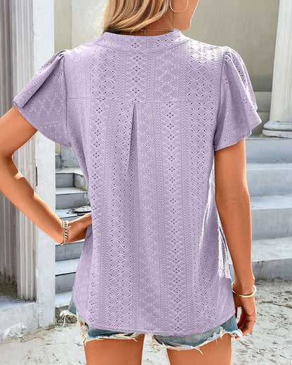 T-shirt Ruffle with V-neck Sleeves