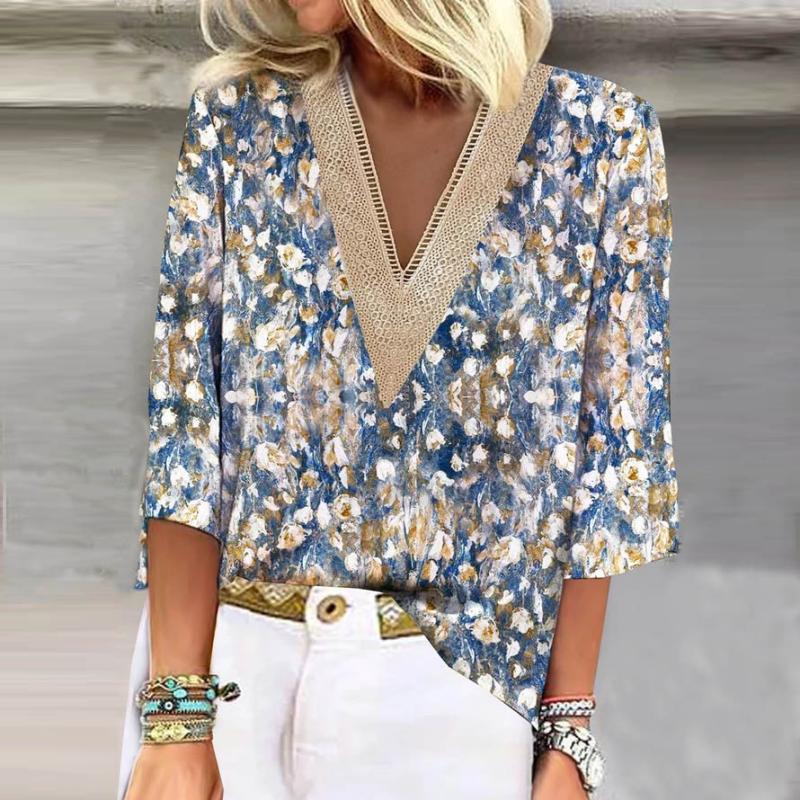 Blouse Lace with V-Neck Detail