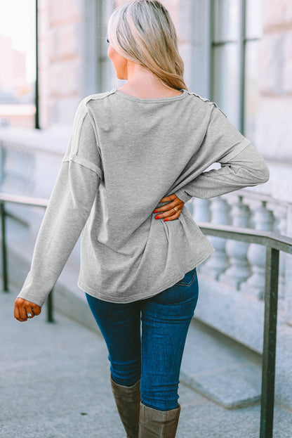 with - Arm Oversized Top Pockets Drop Gray