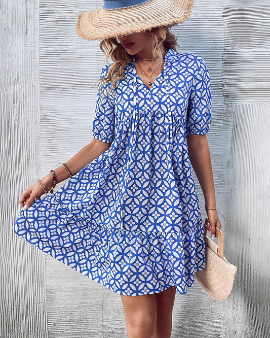 Short Sleeve Dress - Fresh Print