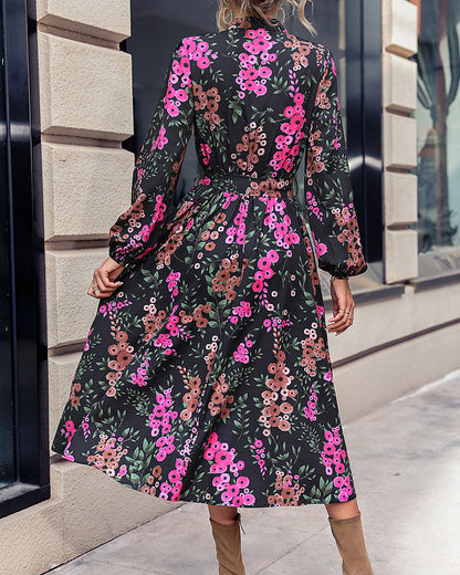 V Neck Dress with Floral Print