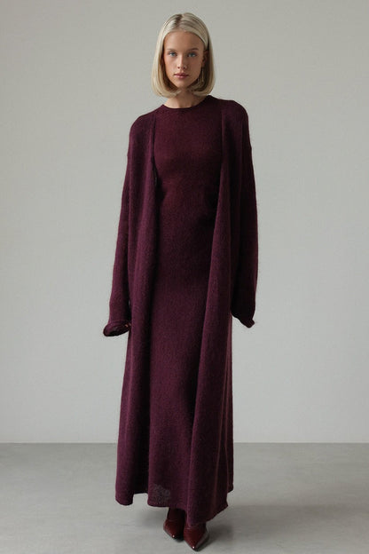 Vintage Knit Cardigan and Sleeveless Dress Two Piece Set