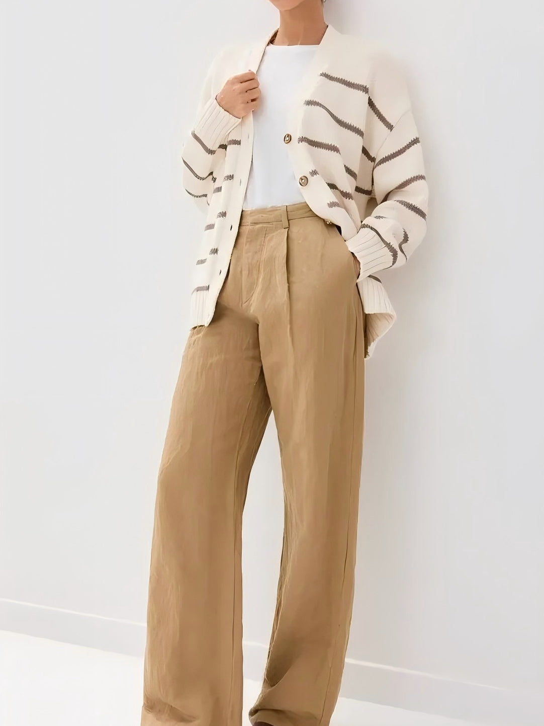 Striped Loose Knit Cardigan