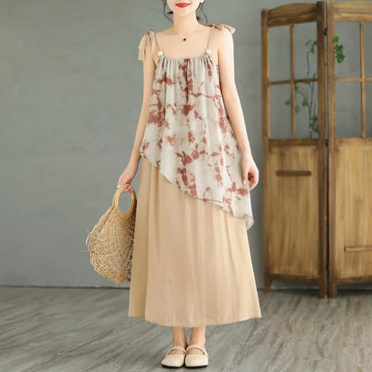 Sleeveless Asymmetrical Spaghetti Strap Thin Boho Dress