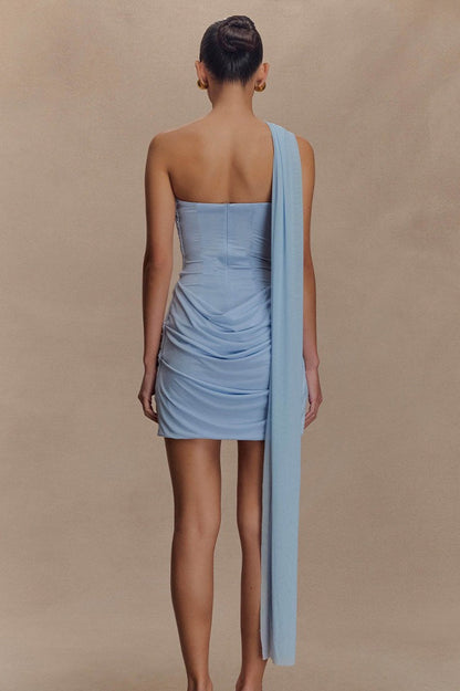 Strapless Ruched Bow Tie Mini Dress