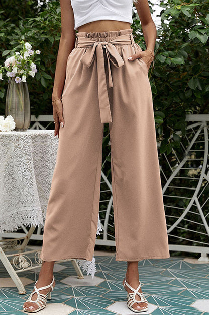 Basic Wide Leg Charming Pants With Belt