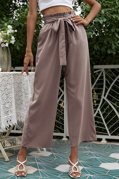 Basic Wide Leg Charming Pants With Belt