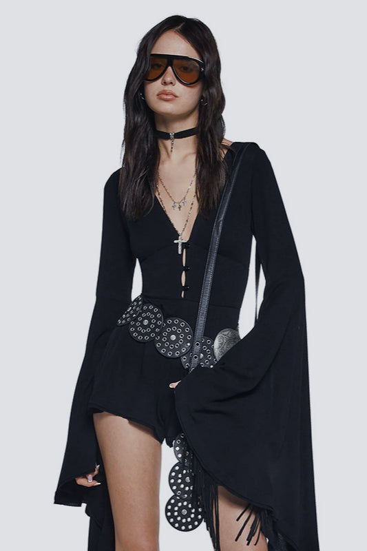 Sexy Slim Fit Long Sleeve Bodysuit Two Pieces Set