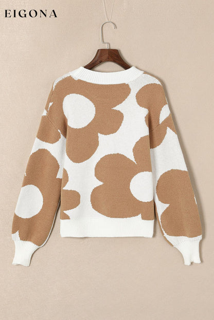 Cosybreezee - Big Flower Pattern Drop Shoulder Sweater