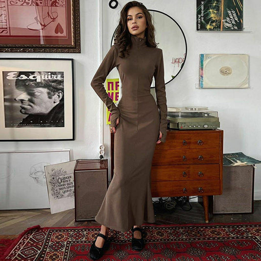 Alyssa Turtleneck Long Sleeve Bodycon Long Dress