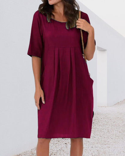 Solid Color Dress with Pockets