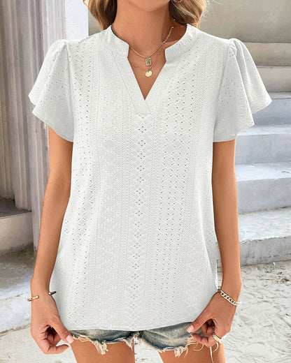 T-shirt Ruffle with V-neck Sleeves